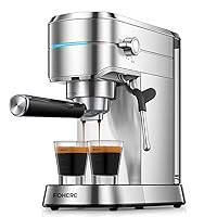 FOHERE Espresso Machine, 20 Bar Espresso and Cappuccino Maker with Milk Frother Steam Wand, Professional Compact Coffee Machine for Espresso, Cappuccino, Latte and Mocha, Brushed Stainless Steel