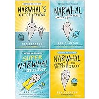 Narwhal and Jelly Series Books 1 - 4 Collection Set by Ben Clanton (Unicorn of the Sea, Super Narwhal and Jelly Jolt, Peanut Butter and Jelly & Narwhal's Otter Friend)