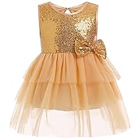 IMEKIS Toddler Baby Girls Shiny Birthday Princess Dress Sleeveless Sparkly Sequins Tiered Tulle Party Dress