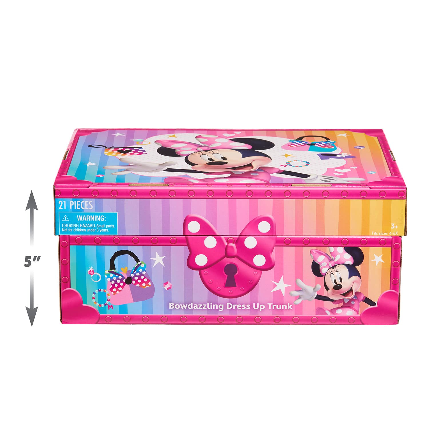 Disney Junior Minnie Mouse Bowdazzling Dress-Up and Pretend Play Trunk, Fits Sizes 4-6X, Kids Toys for Ages 3 Up, Amazon Exclusive