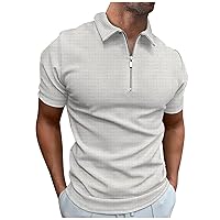 Mens Collared Vintage Designer Polo Work Clothes Creative Stripe 3D Printing Short-Sleeved Zip Shirt