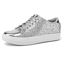 Sparkling Rhinestone Sequin Women's Glitter Sneakers Tennis Sparkly Shoes - Shiny Casual Flat Loafers for Fashionistas