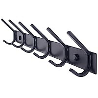 WEBI Coat Rack Wall Mounted,17-1/8 Inch Hooks for Hanging Coats,Heavy Duty Metal Hook Rail with 6 Double Dual Hooks Hanger Wall Mount for Purse Clothes Jacket Backpack Entryway,Black