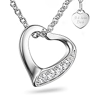 heart necklace gift girlfriend heart shaped pendant Sterling Silver 925 chain with 