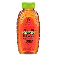 Nate's Organic 100% Pure, Raw & Unfiltered Honey - USDA Certified Organic - 16oz. Squeeze Bottle