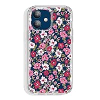 for iPhone 12 Mini Case 5.4 Inch Clear with Design, Protective Slim TPU Cover with Shockproof Bumper for Women and Girls (Pink Floral)