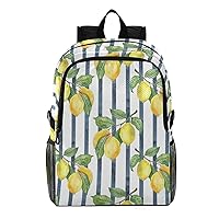 ALAZA Lemon Branches and Dark Blue Stripes Hiking Backpack Packable Lightweight Waterproof Dayback Foldable Shoulder Bag for Men Women Travel Camping Sports Outdoor