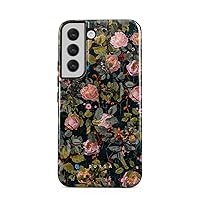 BURGA Phone Case Compatible with Samsung Galaxy S22 Plus - Hybrid 2-Layer Hard Shell + Silicone Protective Case -Cherries Blossom Floral Print Pattern Vintage - Scratch-Resistant Shockproof Cover