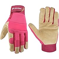 Wells Lamont Women’s HydraHyde Split Leather Hybrid Pink Gloves, Medium (3268M)