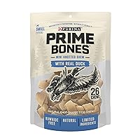 Prime Bones Purina Mini Knotted Chews Rawhide Free, Natural Dog Treats with Real Duck - 26 ct. Pouch, 16.5 oz