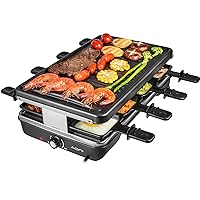 Raclette Table Grill, Korean BBQ Grill Electric Indoor Cheese Raclette, Removable Non-Stick Surface, Temperature Control & Dishwasher Safe, 1200W