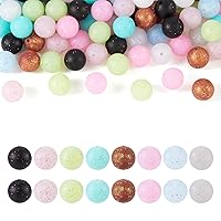 80Pcs 15mm Silicone Beads Glitter Silicone Beads Chunky Bubblegum Beads 8 Colors Confetti Silicone Rubber Bead for Beadable Pens Keychain Lanyard Jewelry Making Supplies