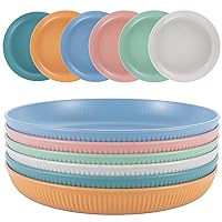 6pcs Unbreakable Dinner Plates Set, 8.8'' Lightweight Picnic Dessert Plates, Plastic Reusable Cereal Plate for Salad, Pasta, Party, Home, Picnic, Camping, Microwave and Dishwasher Safe