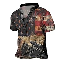 4th of July Polo Shirts for Men Muscle V Neck Polo Shirts Slim Fit Shirt Short Sleeve Golf T-Shirts Soft Casual Tee