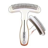 Wahl 2-in-1 Combination Double Row Pet Rake with Hair Shedding Blade for Dog or Cat Fur by The Brand Used by Professionals – Model 858424