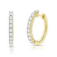 Natalia Drake 4 Prong Diamond Hoop Earrings for Women in 925 Sterling Silver Color I-J/Clarity I3