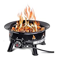 Firebowl 883 Mega Outdoor Propane Gas Fire Pit with UV and Weather Resistant Durable Cover, 24-Inch Diameter 58,000 BTU