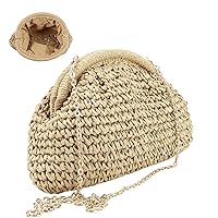 Women Straw Clutch Crossbody Raffia Purse Beach Shoulder Handbag Woven Dumpling Pouch Bag Crochet Bags Summer