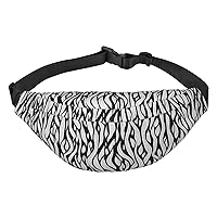 Black White Texture Print Patterns Waist Bag For Women And Men Fashion Large Fanny Pack With Adjustable Strap For Sports Running