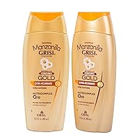 Manzanilla Grisi Gold Extra Lightening Shampoo Cleansing and Extra Lightening with Chamomile Extract and Turmeric Lightens Naturally Soft and Luminous Hair, 2 Pack of 13.5 FL Oz, Bottles, 2 Count