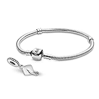 Pandora Jewelry Bundle with Gift Box - Sterling Silver Graduation Charm & Moments Sterling Silver Snake Chain Charm Bracelet with Barrel Clasp, 7.9