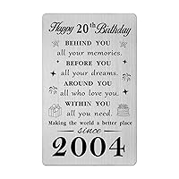 Happy 20th Birthday Card for Women Men- Personalized 20 Year Yr Old Birthday Gifts for Him Her Female Male- 2004 Twenty Bday Present Ideas Keepsake for Girls Boys