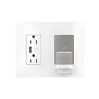 Legrand radiant RWC826USBWCCV2 Wireless USB Charger with 15 Amp Tamper Resistant Outlets and Type A USB Charging Port, for All Qi Enabled Smartphones, White (1 Count)