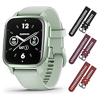 Wearable4U Garmin Venu Sq 2 GPS Smartwatch, All-Day Health Monitoring, Long-Lasting Battery Life, AMOLED Display, Cool Mint/Metallic Mint 3 Straps Bundle (Black/Berry/Red)