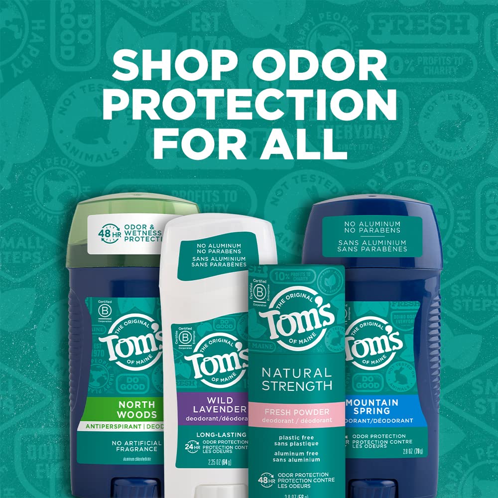 Tom's of Maine Long-Lasting Aluminum-Free Natural Deodorant for Men, Mountain Spring, 2.8 oz. 3-Pack (Packaging May Vary)