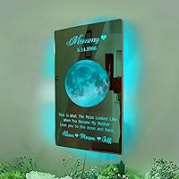 Personalized Moon Phase Mirror Sign Wall Decor,This is What The Moon Looked Like,Custom Lunar Art Frame with Text Neon Signs Night Light,Mothers Day Birthday Gift for Mom Grandma Nana