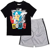 SEGA Sonic the Hedgehog Athletic Pullover T-Shirt & Shorts Outfit Set Toddler to Big Kid