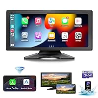 Portable Apple Carplay & Android Auto with 1080P Backup Camera, Car Screen x10.36 Inch HD IPS Touch Carplay Screen for Car Plug in, Car Play Dash Mount with Bluetooth/Mirror Link/Navigation