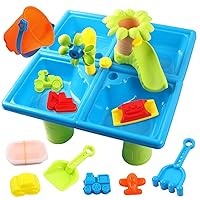 Sand Water Table,Sand Water Table, 24Pcs/Set 2 in 1 Safe Plastic Toddler Water Table with Beach Toys, Funny Sensory Table, Portable Kids Water Tables for Outside Summer