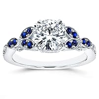 Kobelli Antique Style Moissanite and Blue Sapphire Engagement Ring Accents 1 1/5 CTW 14k White Gold