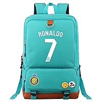 Ronaldo Graphic Bookbag-Al Nassr Basic Waterproof Daypack Lightweight Canvas Backpack for Travel, Green
