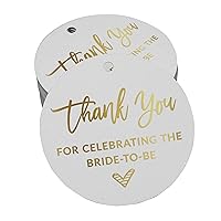 Real Gold Foil Thank You for Celebrating The Bride to Be Bridal Shower Tags Favor Hang Paper Tags 100 Pieces