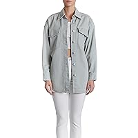 O A T NEW YORK Women's Luxury Clothing Long Sleeve Denim Jacket Shacket with Button Closure, Comfortable & Stylish