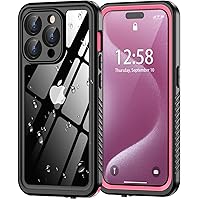 Oterkin for iPhone 15 Pro Case Waterproof,Shockproof Bumper iPhone 15 Pro Case with Built-in Screen Protector Anti-Scratches Anti-Dirt 360°Full Body Protective Phone Case for iPhone 15 Pro 6.1’’-Pink