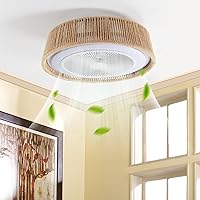 Flush Mount Ceiling Light with Built-in Fan, LED Lights, Remote Control, 6 Speeds Ceiling Fans, Caged Ceiling Fan for Living Room, Dining Room, Nursery, Bedroom White One Size