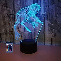 3D Frog Night Light Illusion Lamp 7/6 Color Change LED Lamp USB Power Remote Control Table Gift Kids Toys Decor Decorations Christmas Valentines Gift