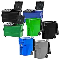 Set of 3 Dumpsters & 4 Trash Cans for WWE & AEW Wrestling Action Figures