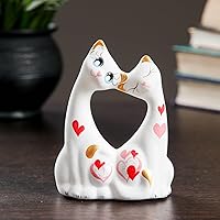 AEVVV Ceramic Love Cats Figurine, White with Golden Accents, 4.3-Inch - Charming Interior Souvenir for Couples and Cat Lovers