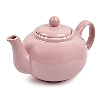 RSVP International Stoneware Teapot Collection, Microwave and Dishwasher Safe, 16 oz, Pink