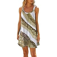 Women's Summer Plus Size Fashion Beach Casual Plaid Printed Sleeveless Hanging Neck Dresses for Women 2024