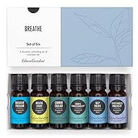 Breathe Essential Oil 6 Set, Best 100% Pure Aromatherapy Respiratory Kit (for Diffuser & Therapeutic Use), 10 ml