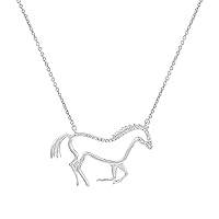 1/10 ct. T.W. Lab Grown Diamond (SI1-SI2 Clarity, F-G Color) and Sterling Silver Horse Necklace with an 18 Inch Spring Ring Clasp Cable Chain