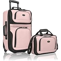 U.S. Traveler Rio Rugged Fabric Expandable Carry-On Luggage Set, Pink, One Size