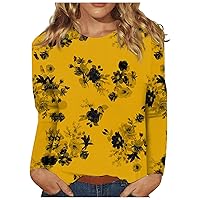 Shirts for Women, Women's Fashion Casual Long Sleeve Print Round Neck Pullover Top Blouse