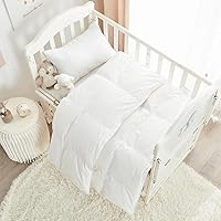 Toddler/Travel/Crib Goose Down Comforter Duvet/Blanket Multifunctional,100% Organic Cotton & Washable Unisex Kids,All Season,White 41x48