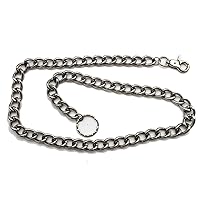 TFJ Men Fashion Wallet Chain Long Chunky Links Thick Metal Jeans Keychain Fashion Jewelry Classic Silver
